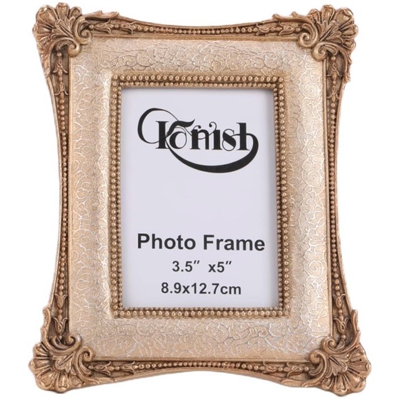 3.5x5” Antique Vintage Style Mini Picture Frame Tabletop Display Wall Mount Gold - Picture 2 of 8